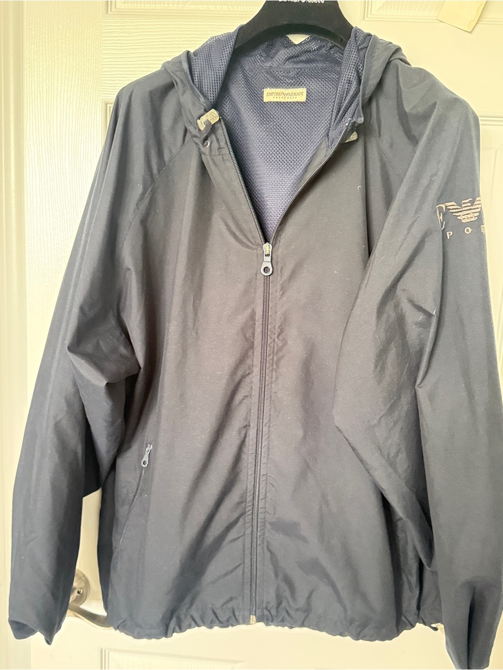 Emporio Armani Dark Blue Hooded Windbreaker Jacket